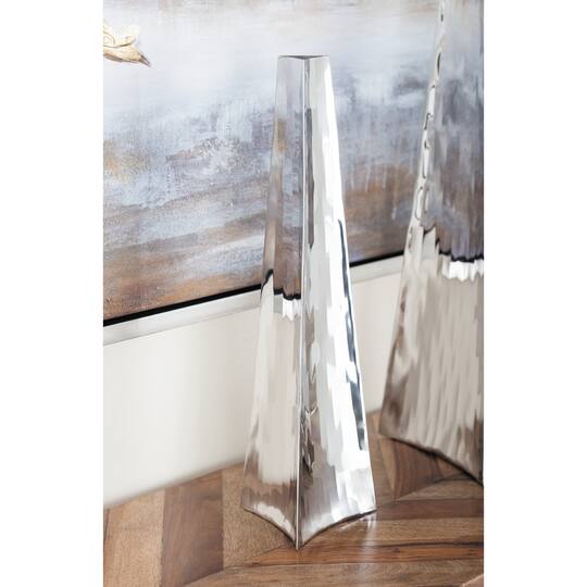 15" Silver Stainless Steel Industrial Vase